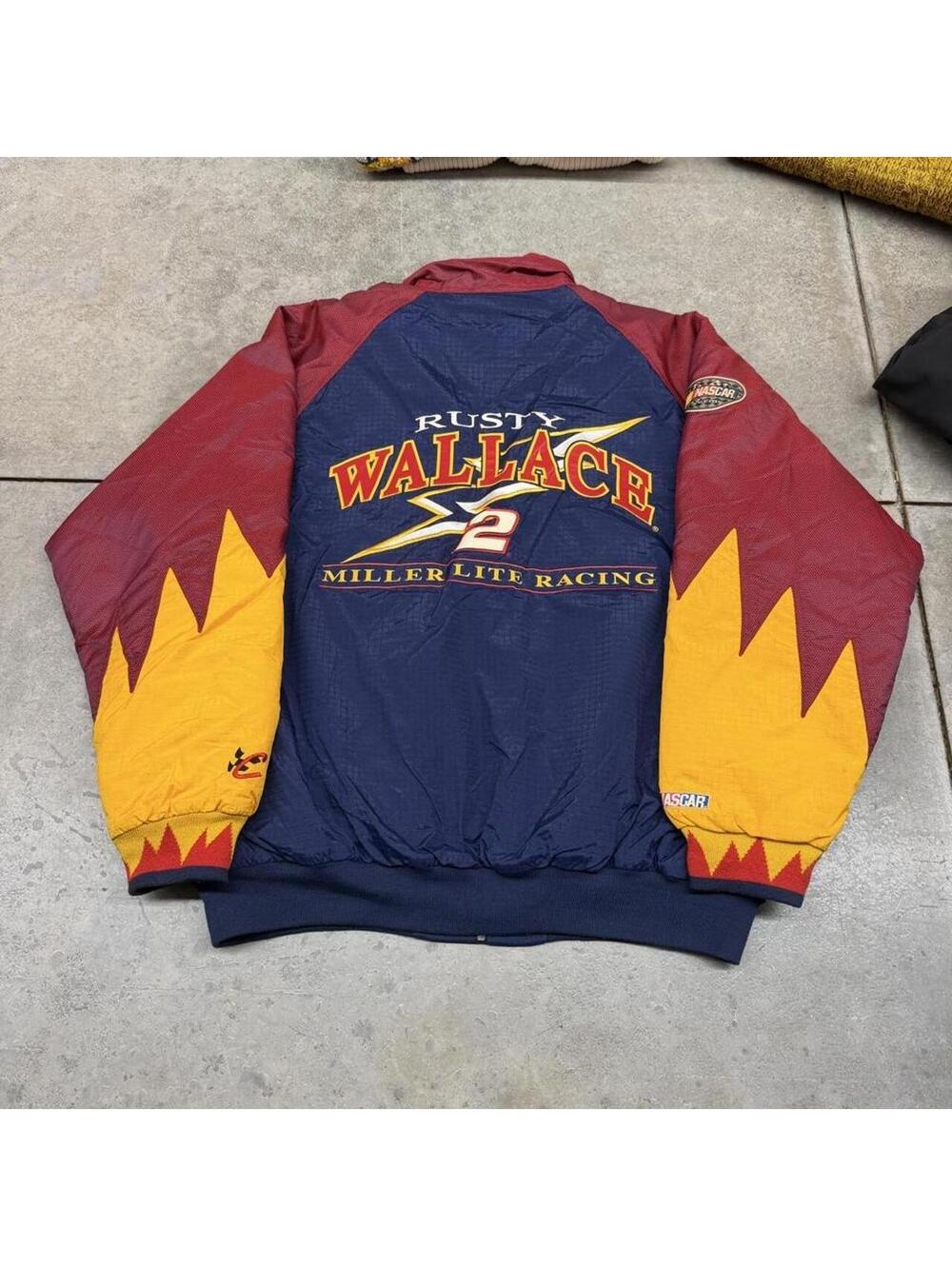vintage miller lite rusty wallace chase authentics navy puffer jacket size xl